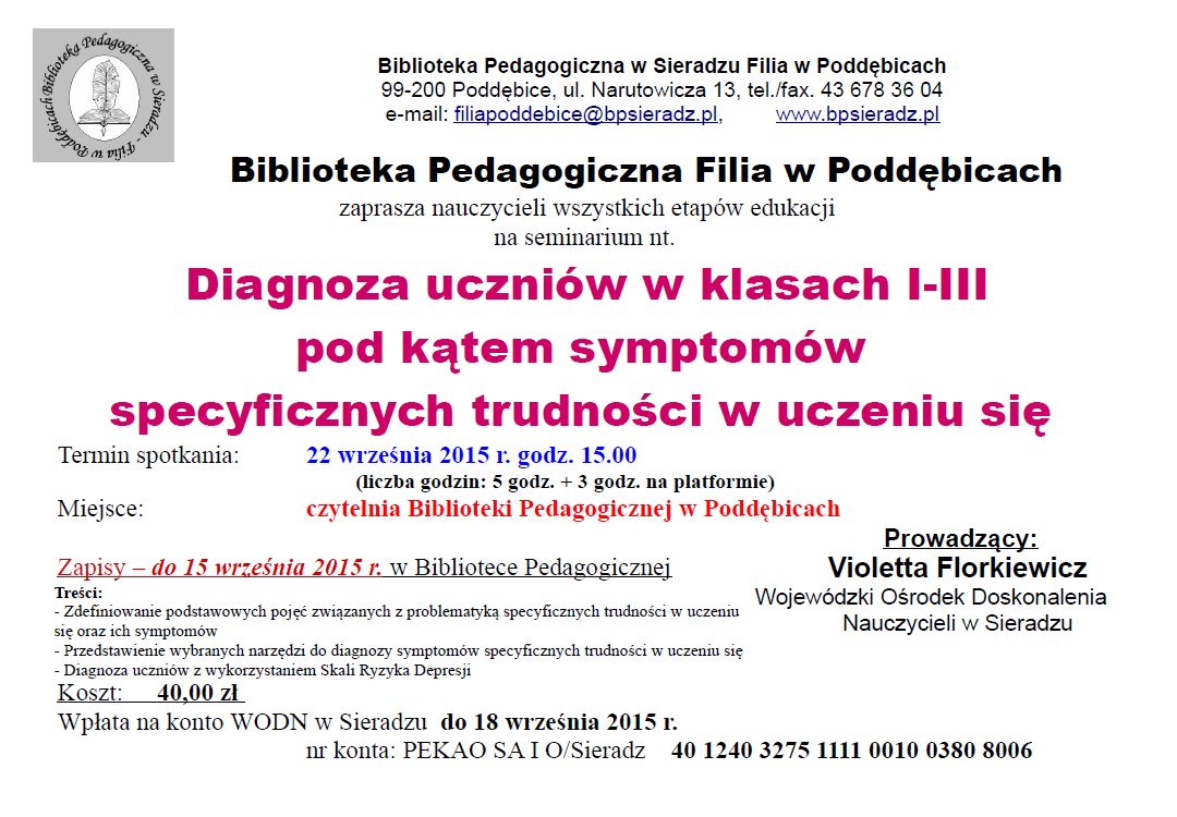 Diagnoza uczniów pod kątem symptomów specyficznych trudności w uczeniu się