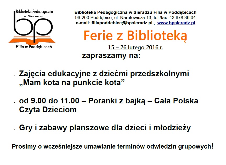 Ferie w BP w Poddębicach